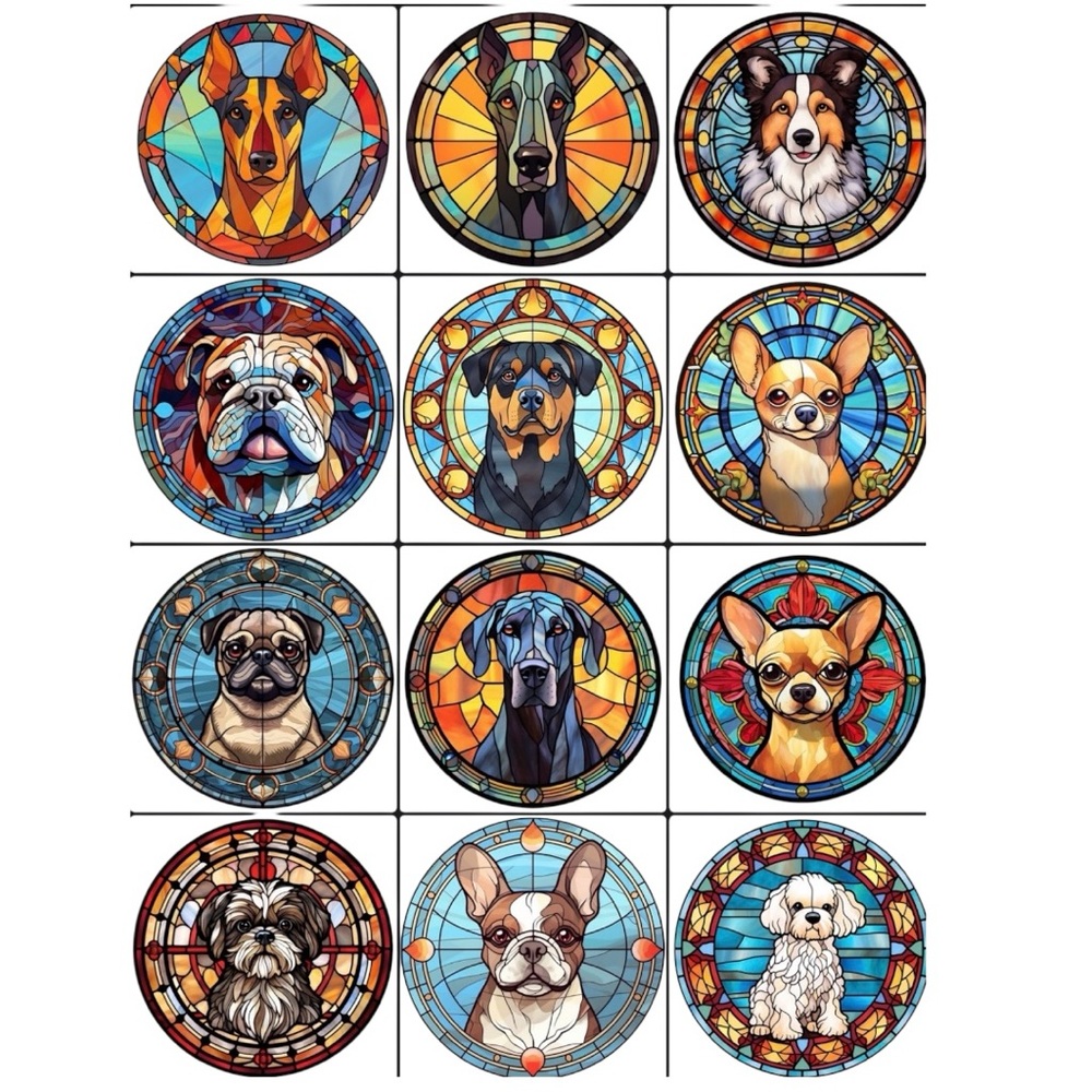 Dog keychains. Personalized stain glass look made of 2” wood made to order - Picture 16 of 16